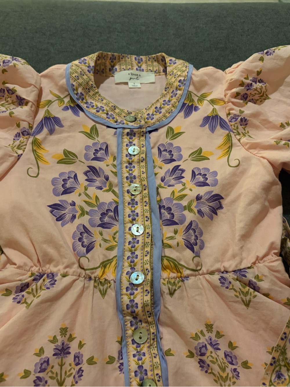 A Loves A Girls' Pink & Purple Floral Belted Formal Dress - Picture 5 of 5